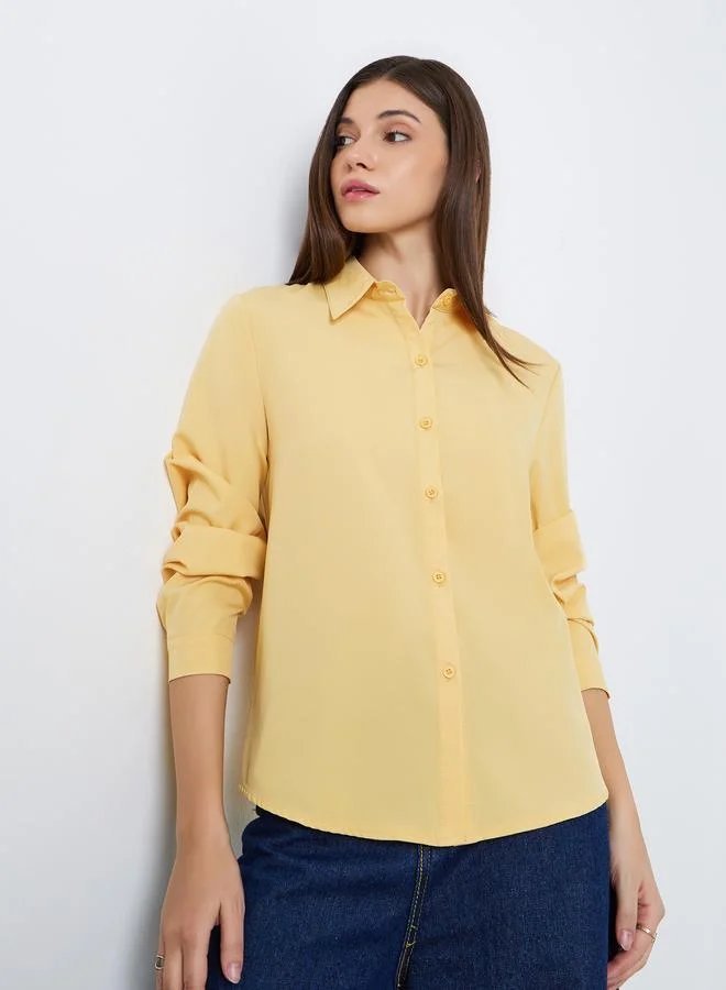 ستايلي بلوزة بياقة وأكمام طويلة